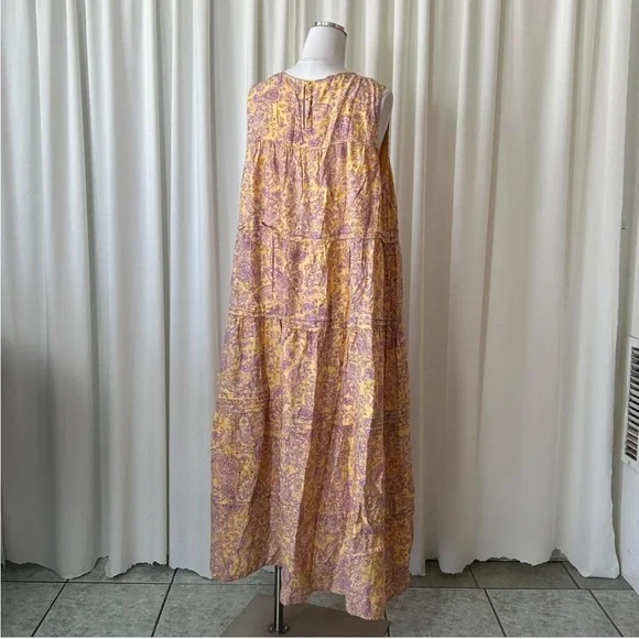 J Jill Boho Tiered Maxi Dress Paisley Print Sleeveless Cottagecore Peasant 2X - Picture 3 of 8